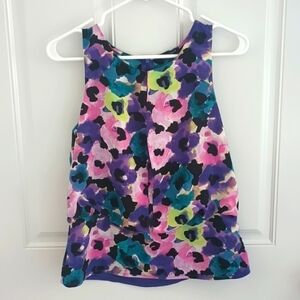 Ann Taylor Floral Sleeveless Blouse - Pink, Purple, Blue, Green